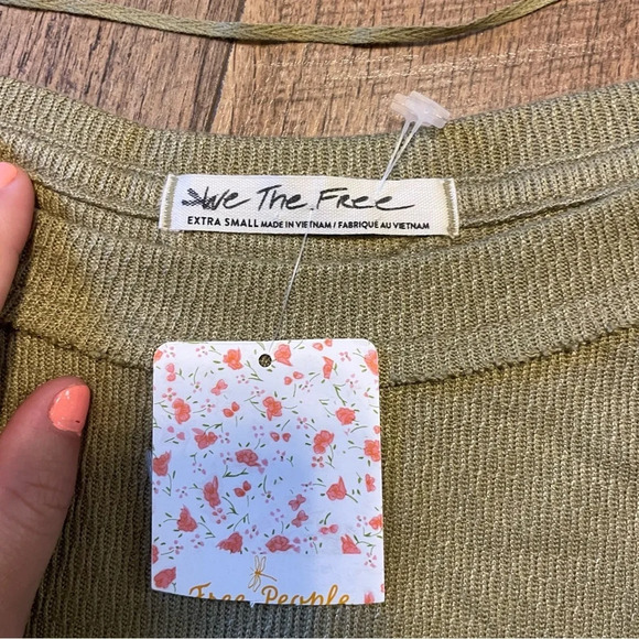 Free People Olive Green Knit Elevated Basic Long Sleeve K3 - Picture 2 of 3